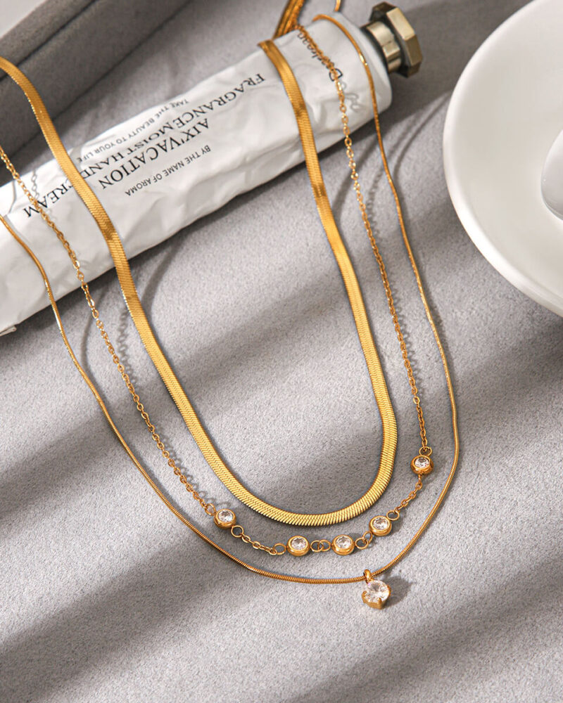 Dainty Layered Necklaces Herringbone Snake Chain Choker