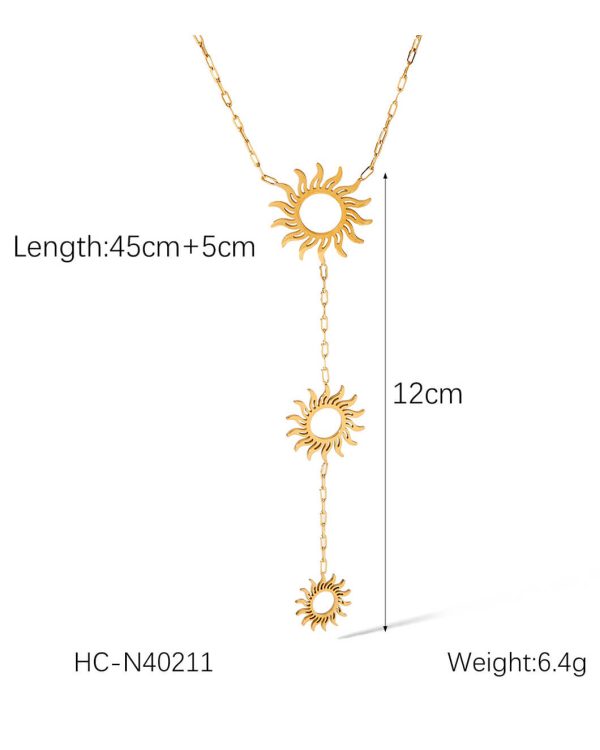 Dainty Sunburst Bohemian Y-Shaped Pendant Necklace - Image 5