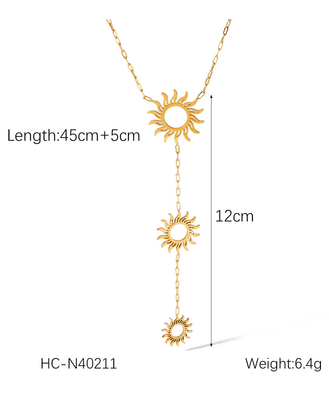 Dainty Sunburst Bohemian Y-Shaped Pendant Necklace - Image 5