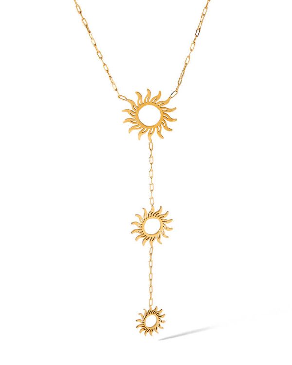Dainty Sunburst Bohemian Y-Shaped Pendant Necklace - Image 6