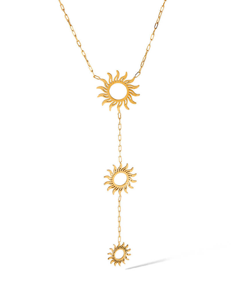 Dainty Sunburst Bohemian Y-Shaped Pendant Necklace - Image 6