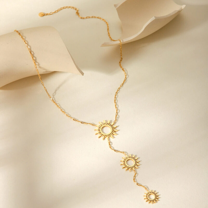 Dainty Sunburst Bohemian Y Shaped Pendant Necklace 4