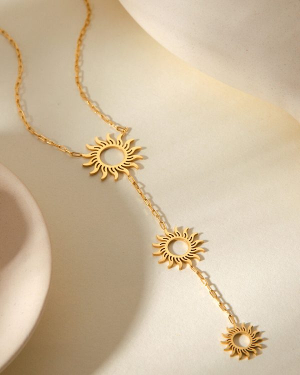 Dainty Sunburst Bohemian Y-Shaped Pendant Necklace