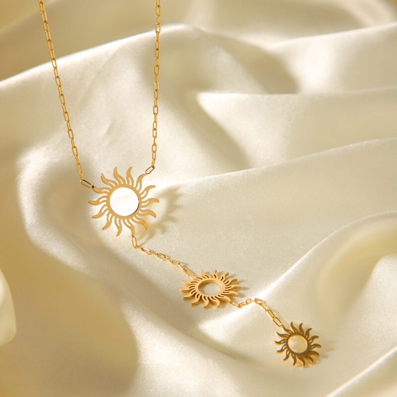Dainty Sunburst Bohemian Y Shaped Pendant Necklace 7