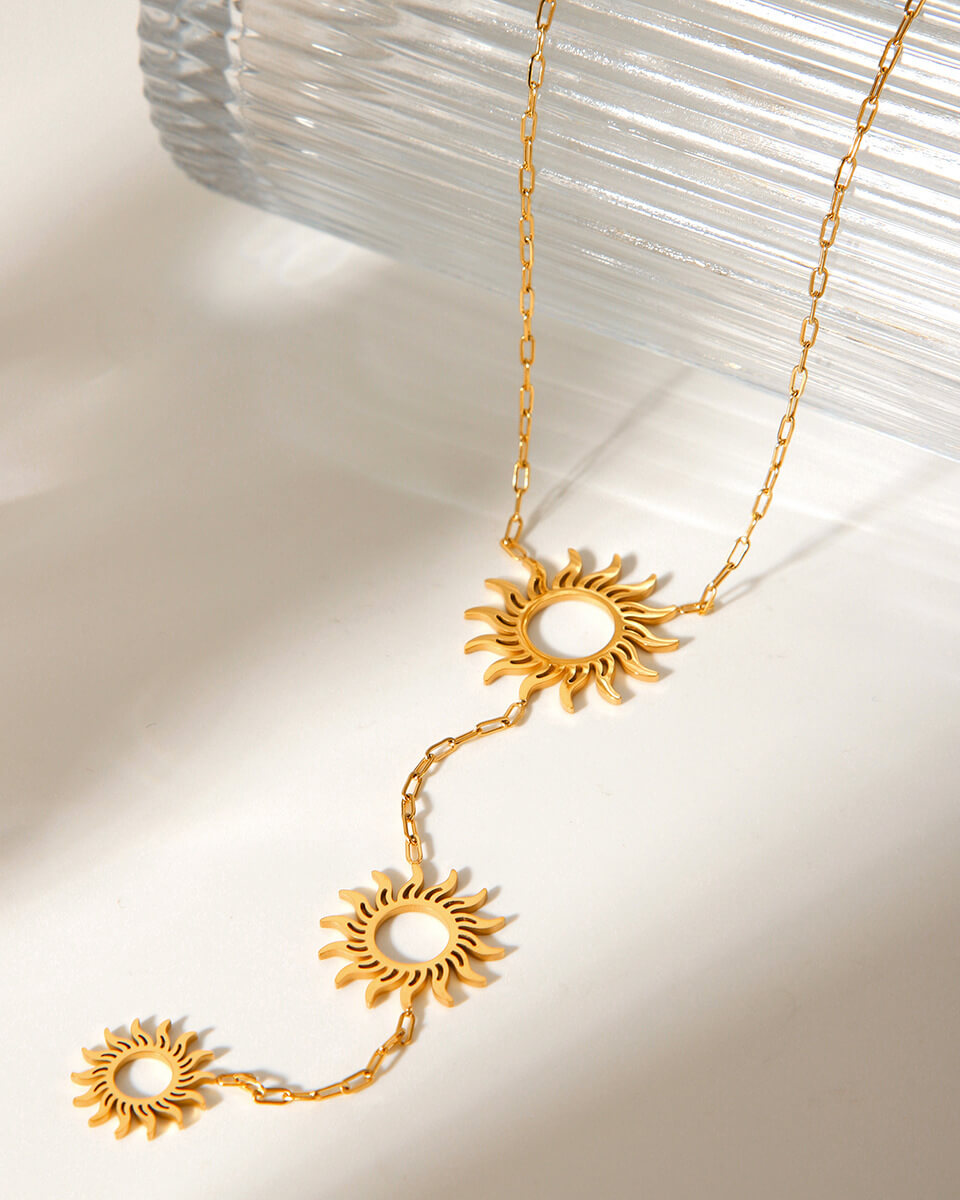 Dainty Sunburst Bohemian Y-Shaped Pendant Necklace - Image 3