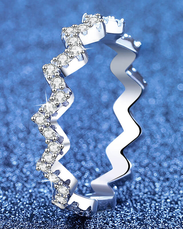Diamond Eternity Stacking Ring Zig Zag Anniversary Band