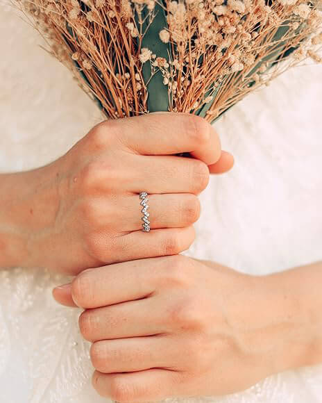 Alternative view of Diamond Eternity Stacking Ring Zig Zag Anniversary Band