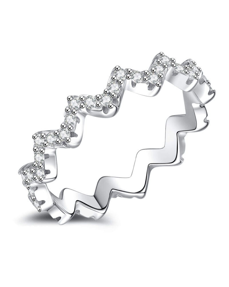 Diamond Eternity Stacking Ring Zig Zag Anniversary Band 8