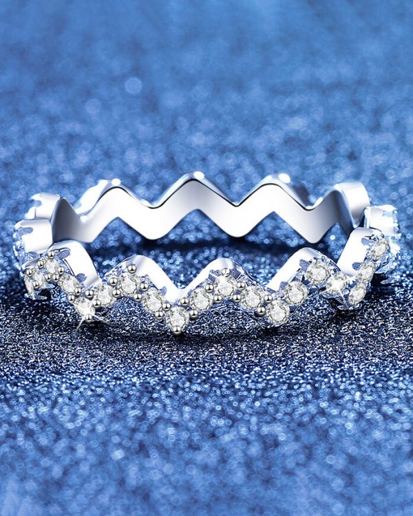 Diamond Eternity Stacking Ring Zig Zag Anniversary Band 9