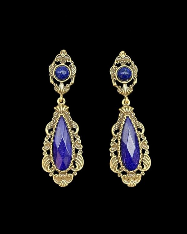 Elegant Bridal Necklace Earrings Lapis lazuli Crystal Jewelry Set 2