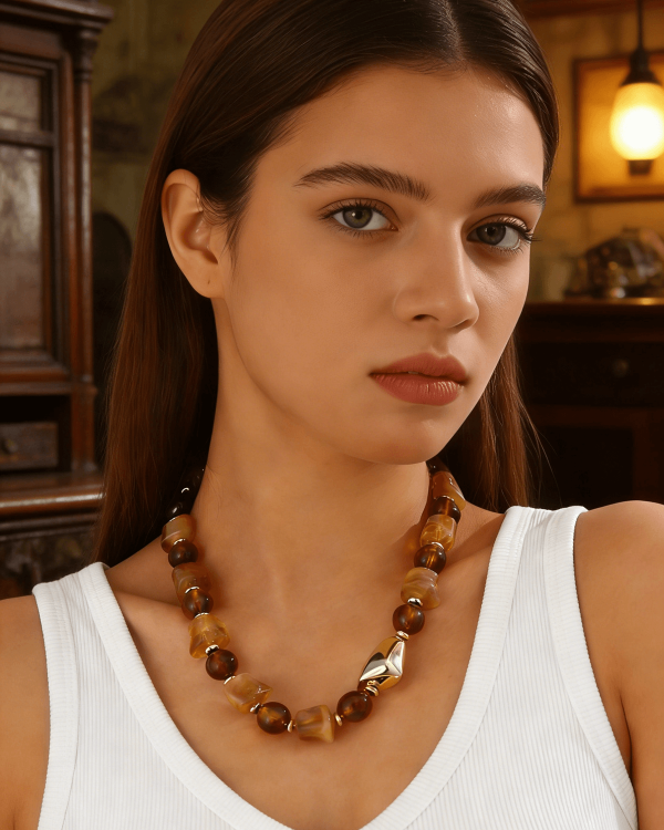 Alternative view of Elegant Brown Boho Bead Necklace Jewelry Gift  for Women