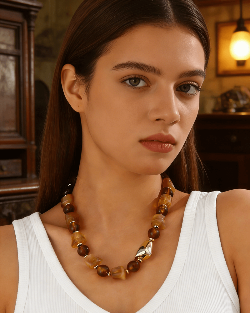 Alternative view of Elegant Brown Boho Bead Necklace Jewelry Gift  for Women