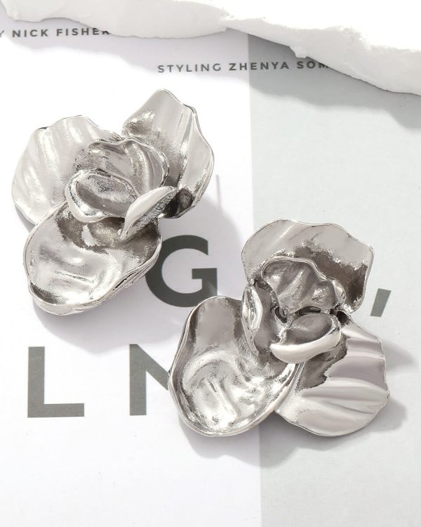 Elegant Floral Statement Earrings Hypoallergenic Stud 1