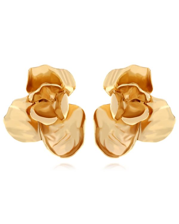 Elegant Floral Statement Earrings Hypoallergenic Stud 4