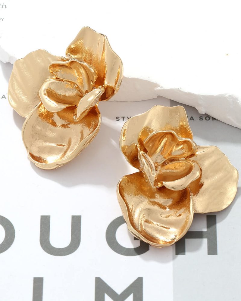 Alternative view of Elegant Floral Statement Earrings Hypoallergenic Stud