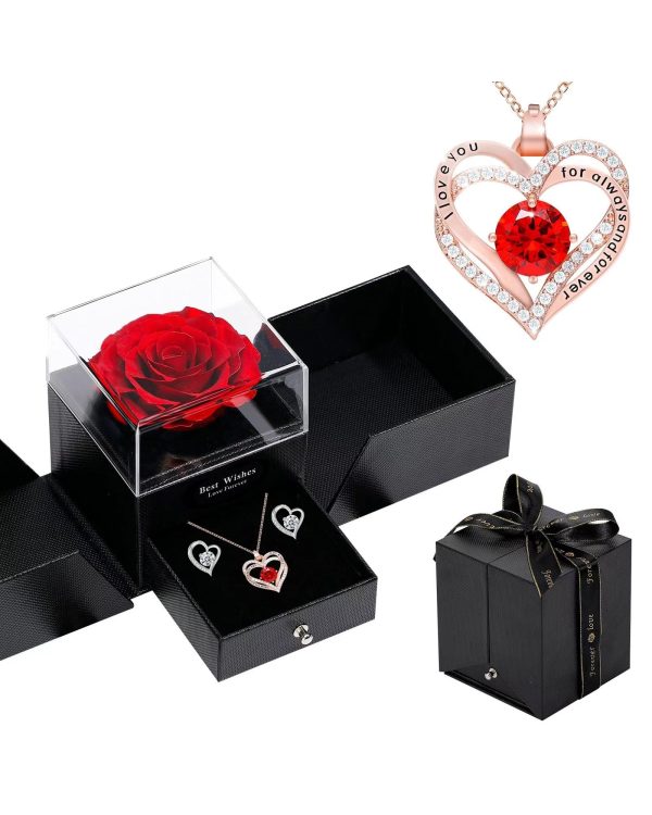 Eternal Rose Necklace Pendant and Earrings Set Valentines Gifts 10