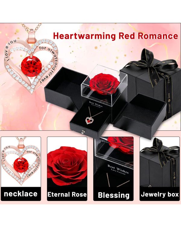 Eternal Rose Necklace Pendant and Earrings Set Valentines Gifts 11