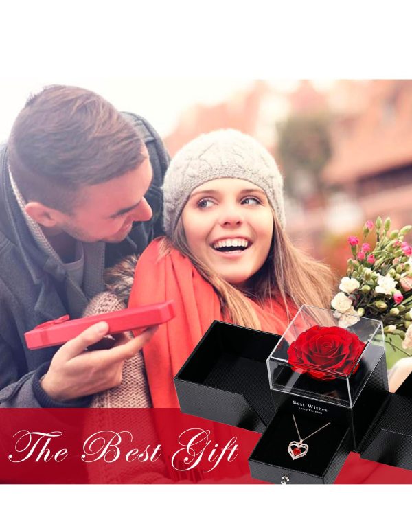 Eternal Rose Necklace Pendant and Earrings Set Valentines Gifts 7