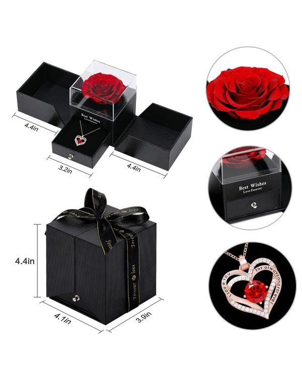 Eternal Rose Necklace Pendant and Earrings Set Valentines Gifts 8