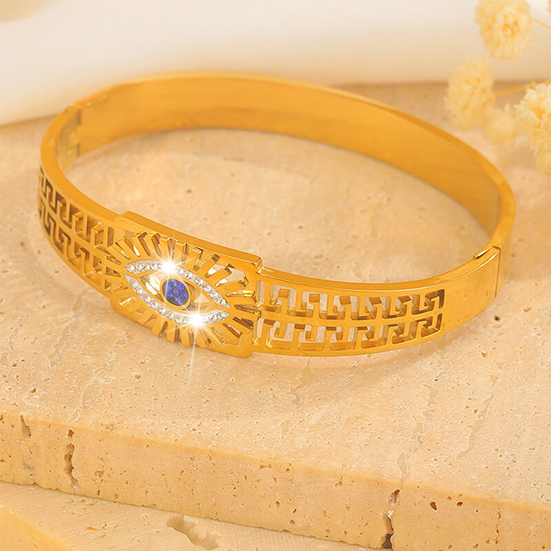 Evil Eye Cuff Hollow Out Bangle 18K Gold Plated Bracelets 3