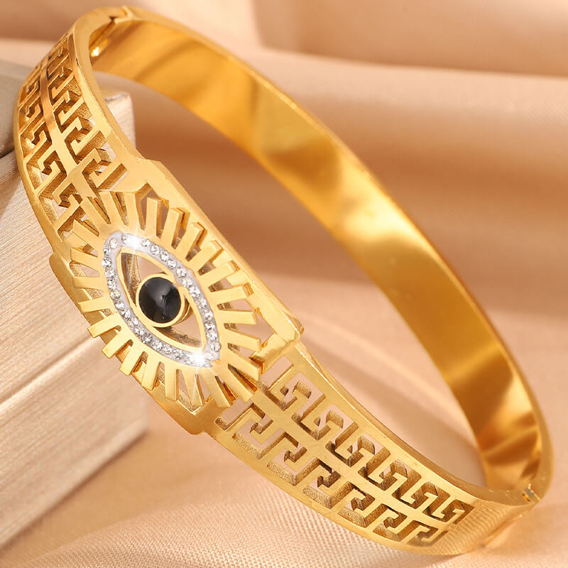 Evil Eye Cuff Hollow Out Bangle 18K Gold Plated Bracelets 4