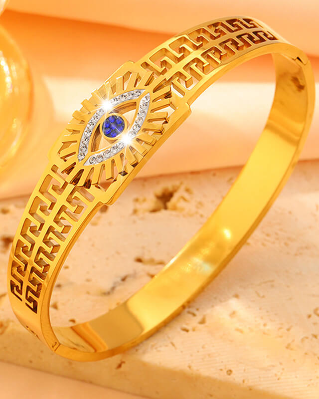 Evil Eye Cuff Hollow Out Bangle 18K Gold Plated Bracelets