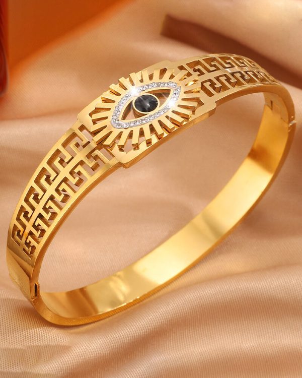 Evil Eye Cuff Hollow Out Bangle 18K Gold Plated Bracelets 6