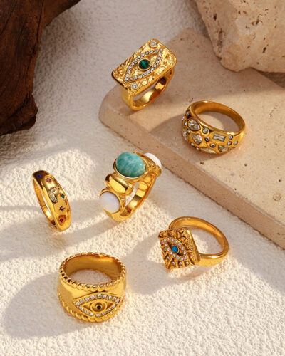 Evil Eye Stackable Midi Rings Statement Aesthetic Finger Jewelry