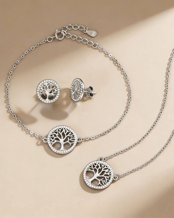 Family Tree of Life Bracelet S925 Pendant Necklace Set