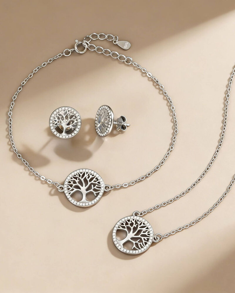 Family Tree of Life Bracelet S925 Pendant Necklace Set