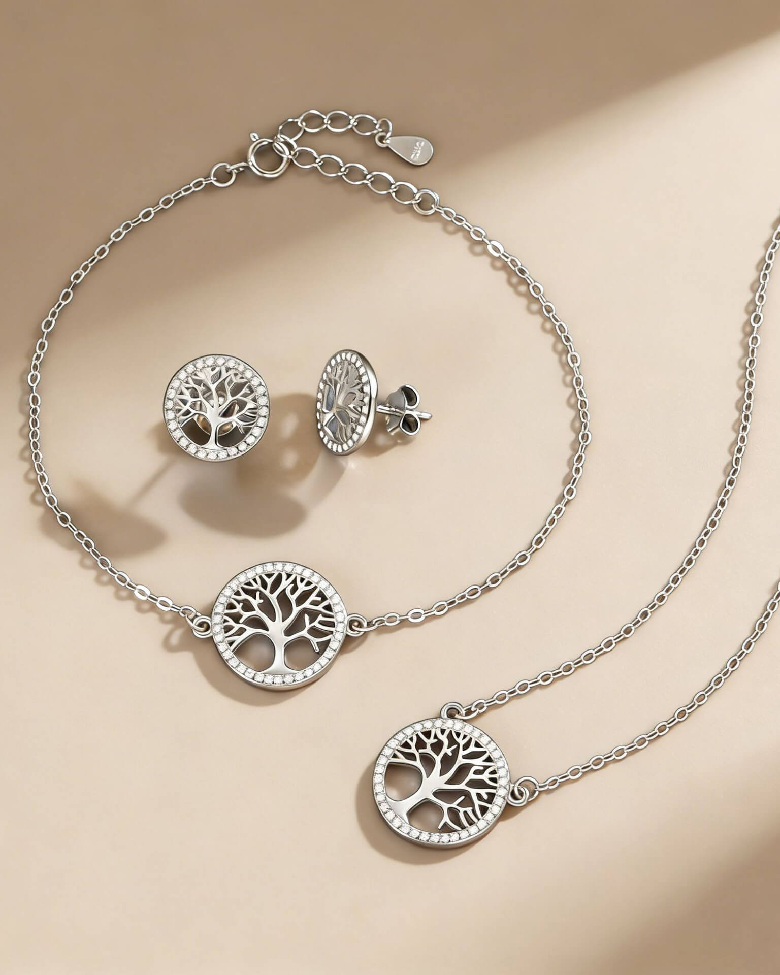 Family Tree of Life Bracelet S925 Pendant Necklace Set