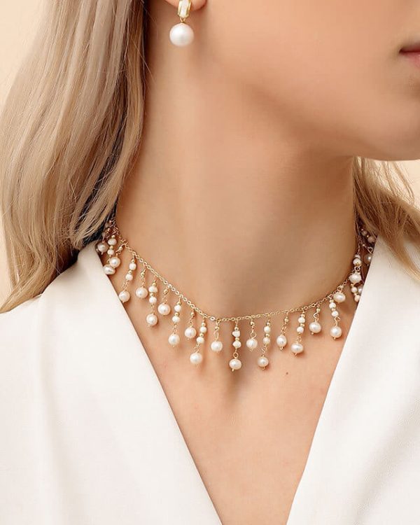 Freshwater Pearl Chain Choker String Tassel Necklace