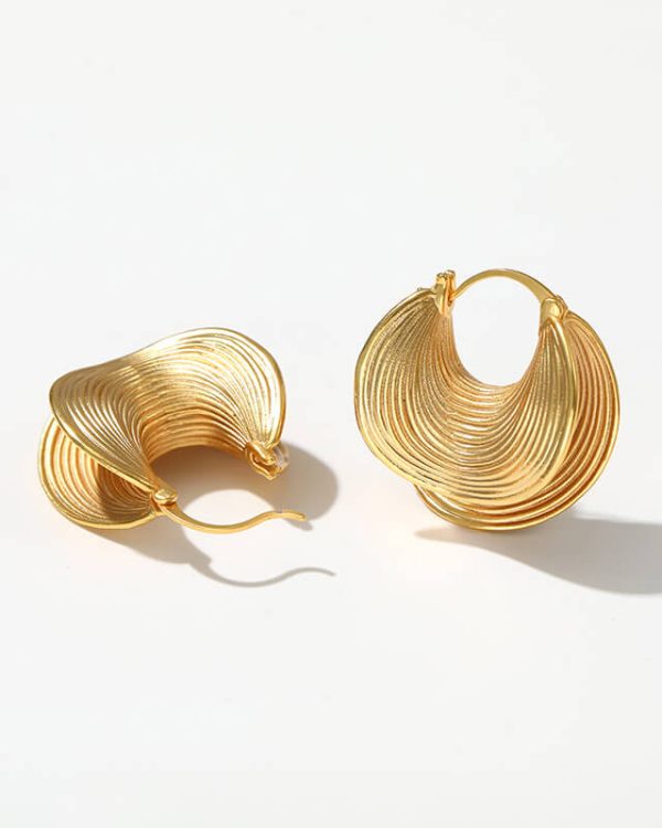 Gold Filigree Vintage Thick Chunky Hoop Openwork Earrings 11