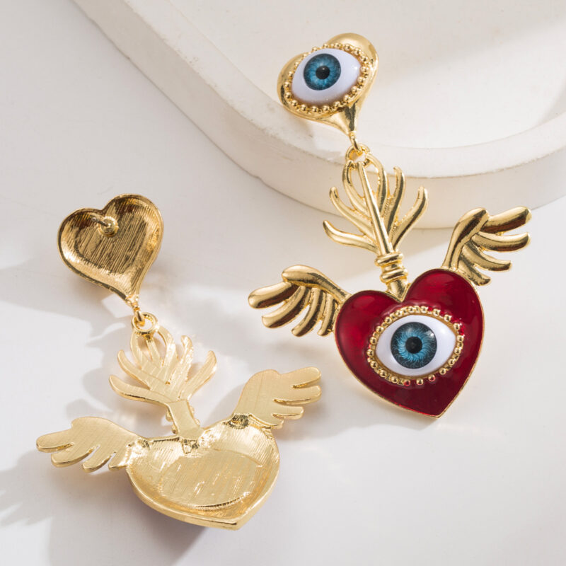 Gold Plated Evil Eye Pearl Bee Dangle Earrings Gift for Holiday 1