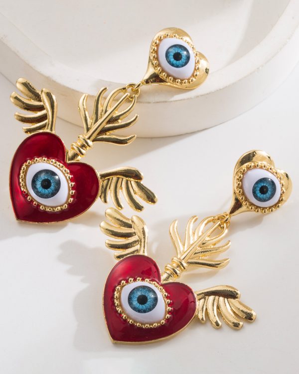 Gold Plated Evil Eye Pearl Bee Dangle Earrings Gift for Holiday 2