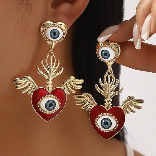 Gold Plated Evil Eye Pearl Bee Dangle Earrings Gift for Holiday 5