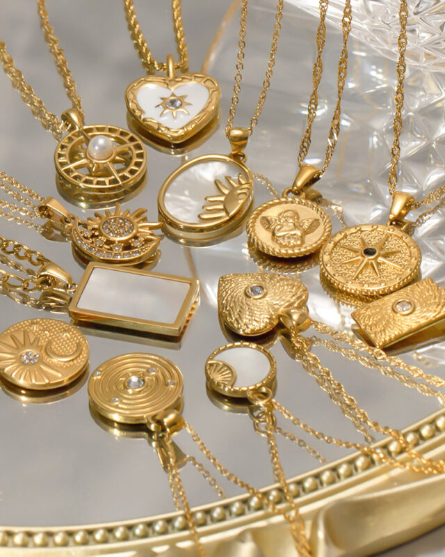 Gold Plated Stainless Steel Metal Pearl 20