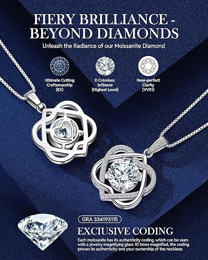 Love Moissanite Heart Necklaces Anniversary Jewelry Gift - Image 3
