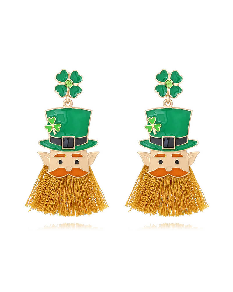 Alternative view of Irish Green St Patricks Day Stud Shamrock Dangle Earrings