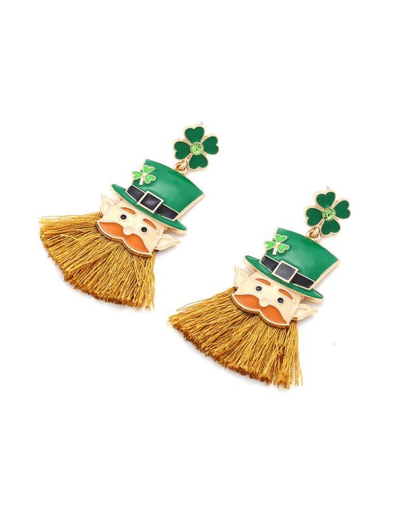 Irish Green St Patricks Day Stud Shamrock Dangle Earrings 4