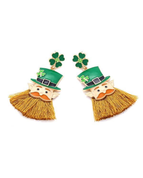 Irish Green St Patricks Day Stud Shamrock Dangle Earrings 5