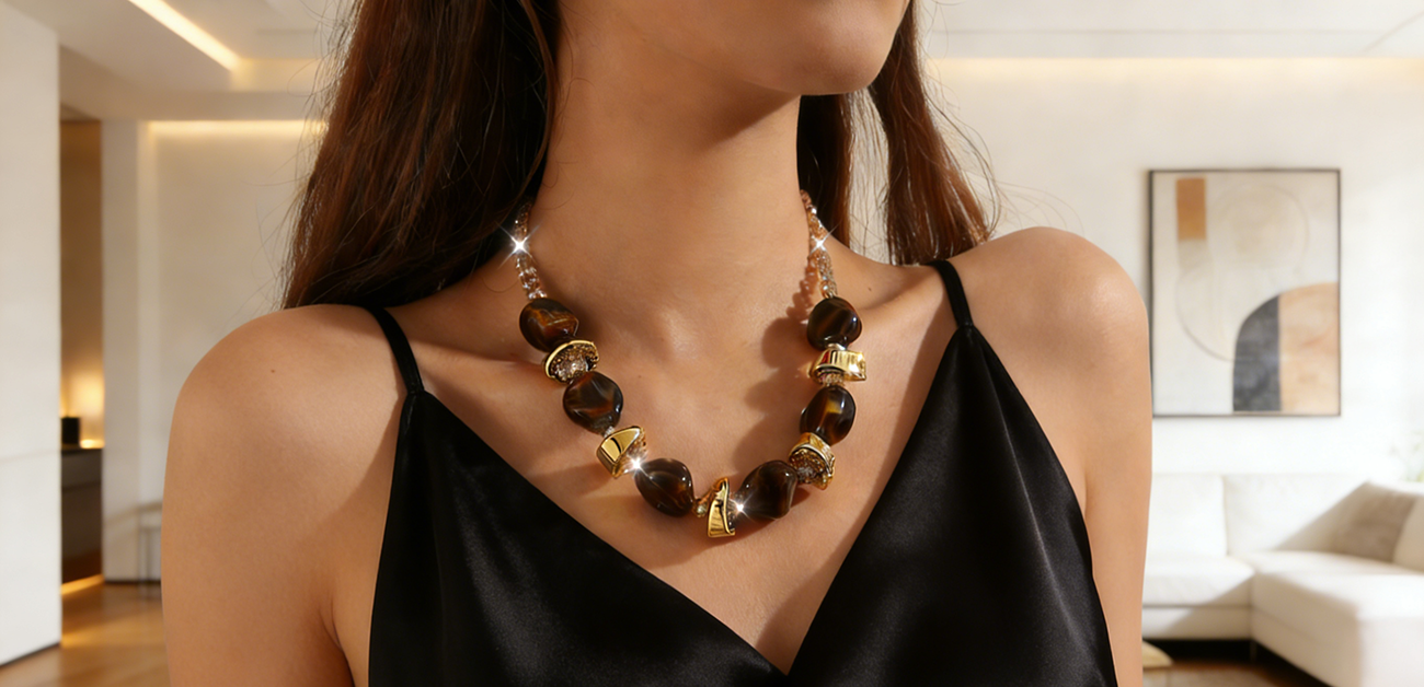 Irregular Chunky Colorful Beaded Necklace Vacation Jewelry 1