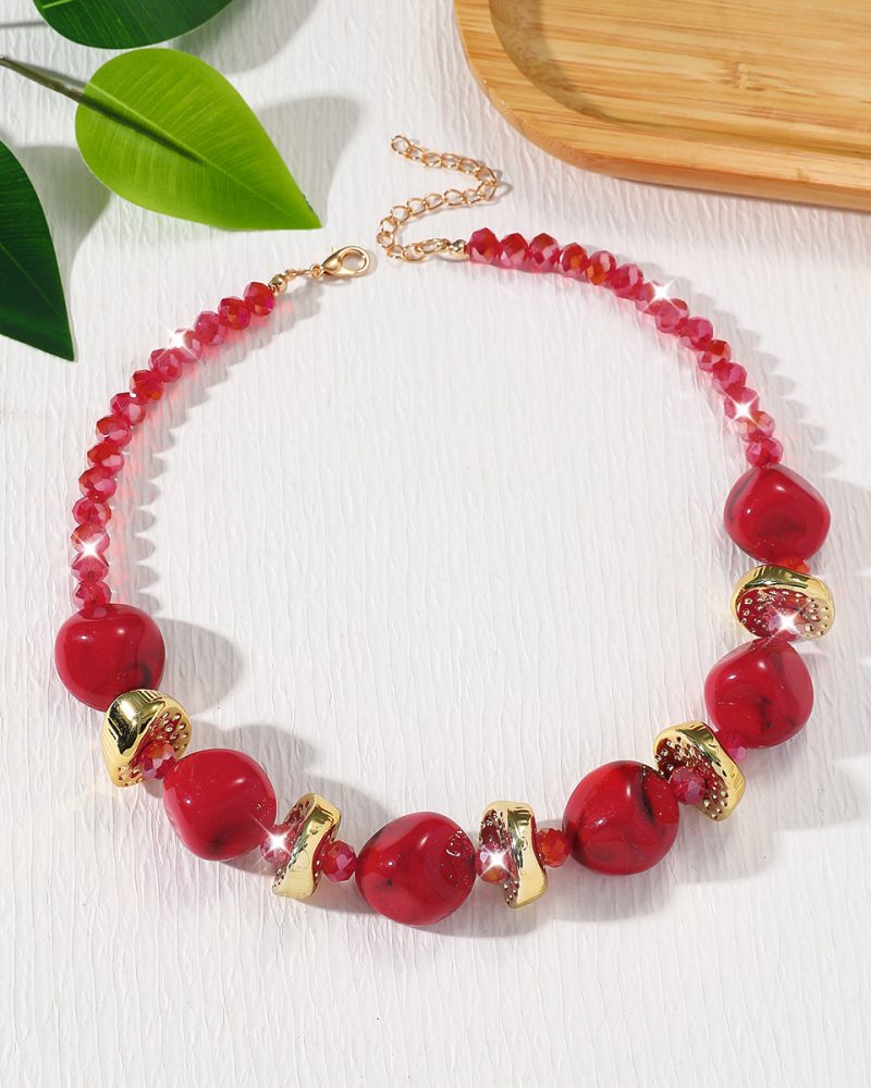 Irregular Chunky Colorful Beaded Necklace Vacation Jewelry 4