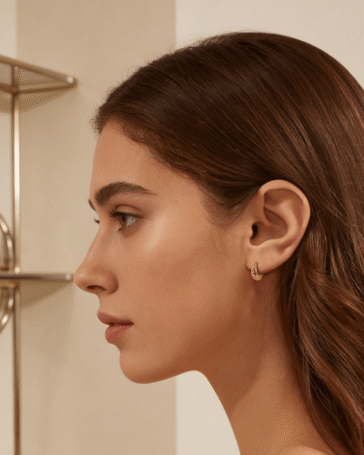 Alternative view of Openwork Small Chunky Huggie Earring for Daily