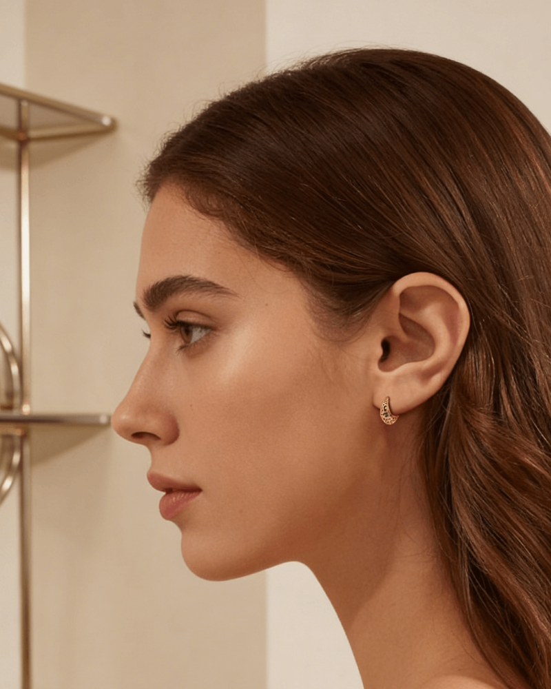 Alternative view of Openwork Small Chunky Huggie Earring for Daily