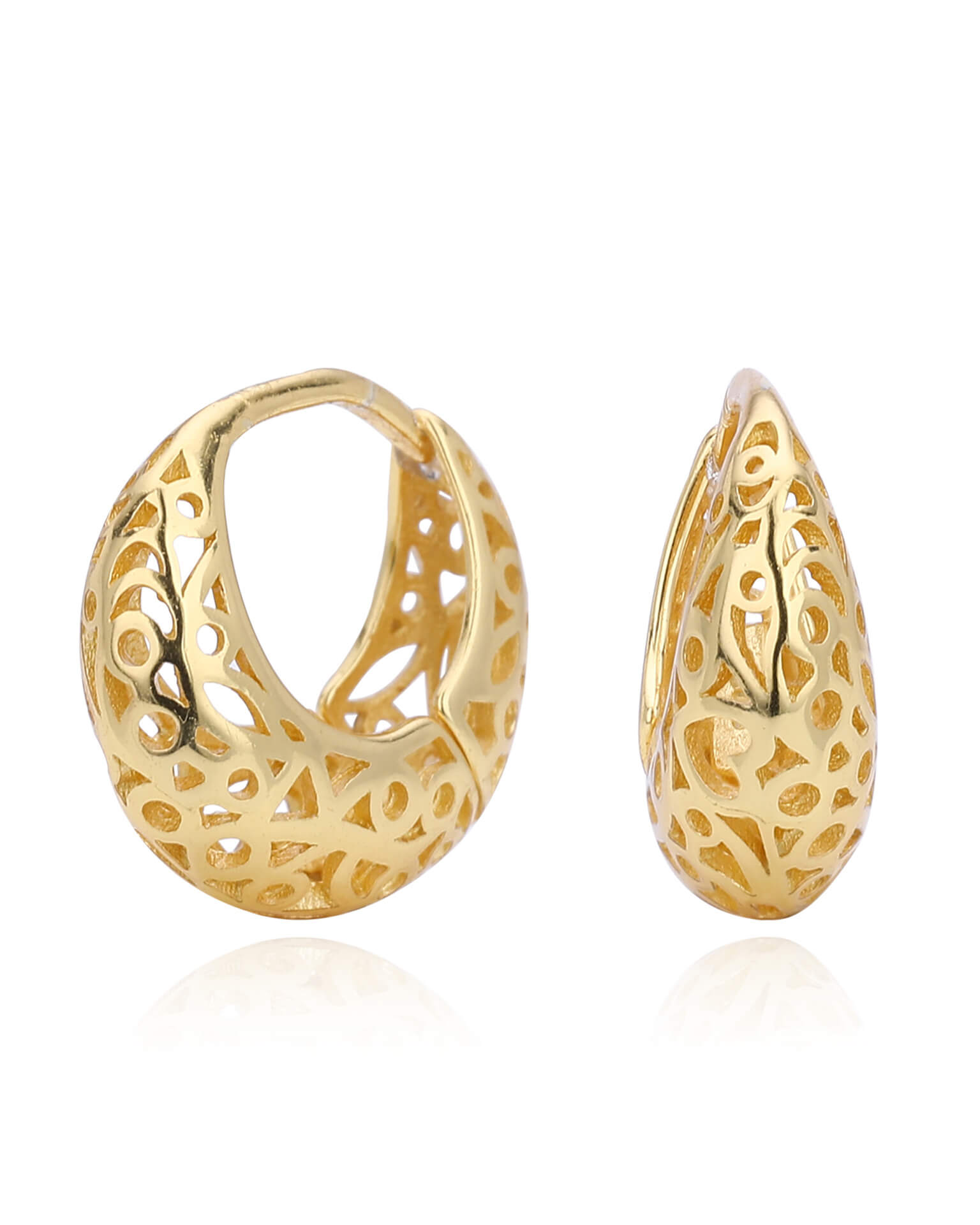 Openwork Small Chunky Huggie Earring for Daily - Image 7