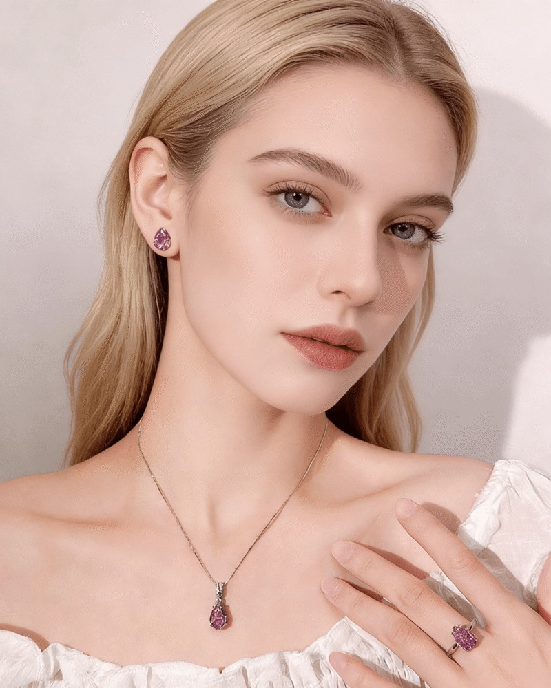 Alternative view of Pear Cut October Birthstone Teardrop Necklace for Women