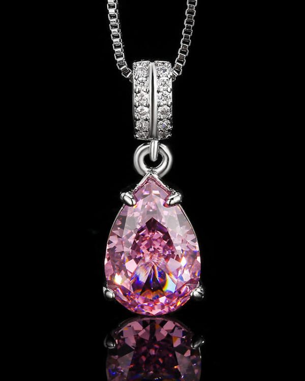 Pear Cut October Birthstone Teardrop Necklace for Women 4