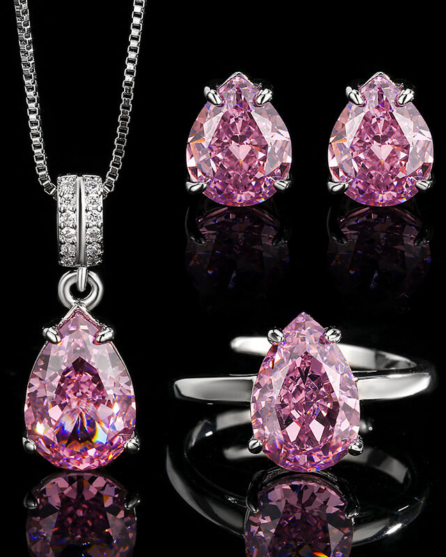 Pear Cut October Birthstone Teardrop Necklace for Women