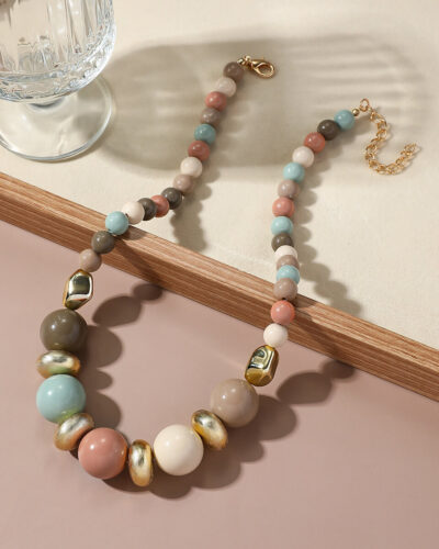 Retro Colored Acrylic Bohemian Beaded Collarbone Chain